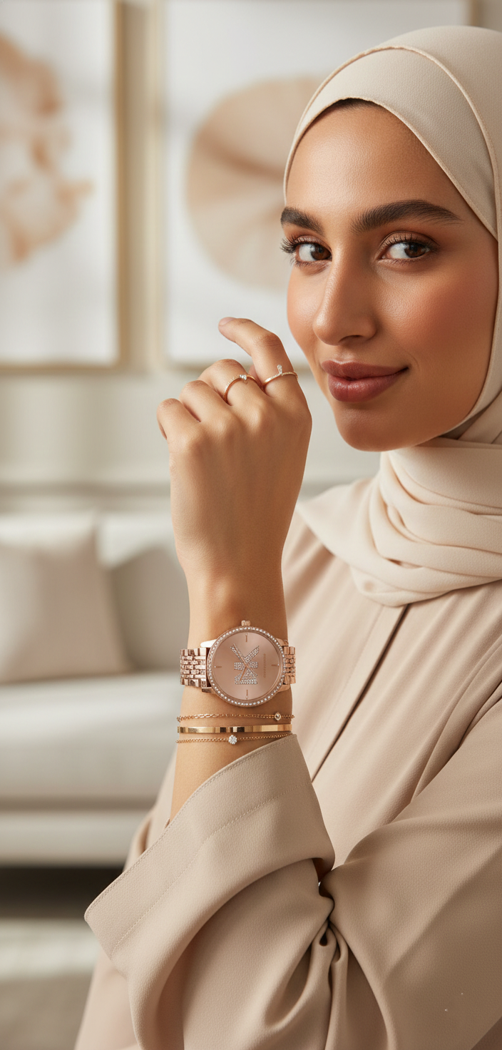 Michael Kors MK4372 Women’s Rose Gold Dial Rose Gold Stainless Steel Crystal MK Logo Watch