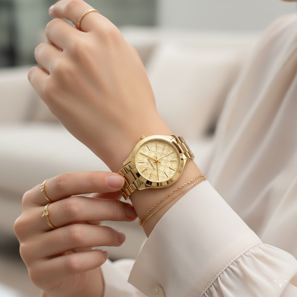 Michael Kors MK3335 Women’s Gold Runway Slim Stainless Steel Watch