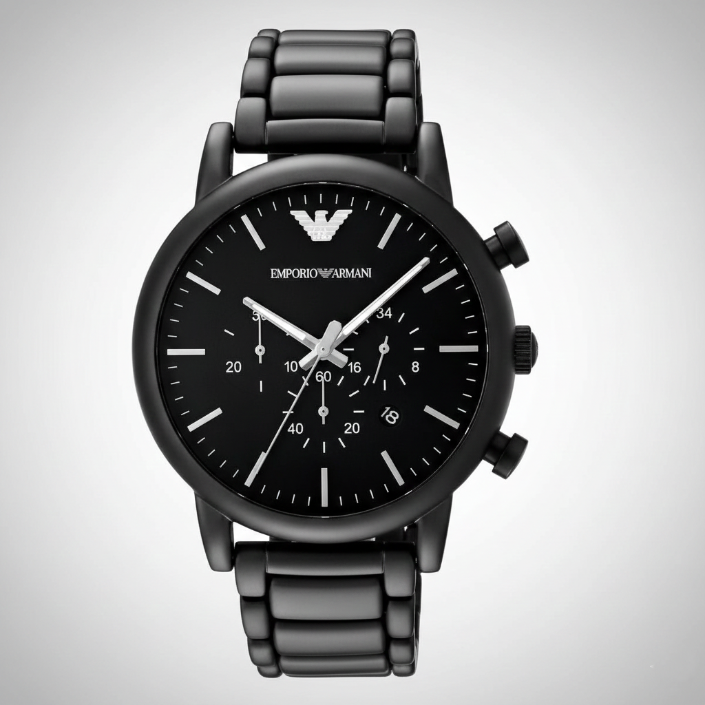 Emporio Armani AR1895 Men’s Black Dial Stainless Steel Luigi Chronograph Watch