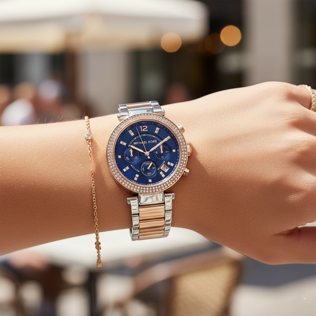 Michael Kors Parker MK6141 Women’s Rose Gold & Silver Stainless Steel Multi-Function Watch