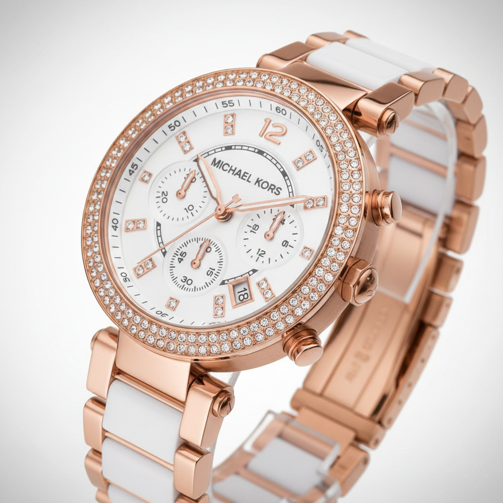 Michael Kors MK5774 Parker Women’s White Dial Rose Gold Chronograph Watch