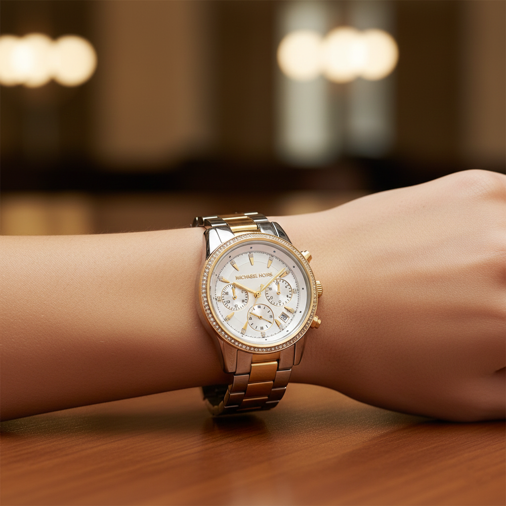 Michael Kors Ritz MK6474 Women’s White Dial Two-Tone Bracelet Multi-Function Watch