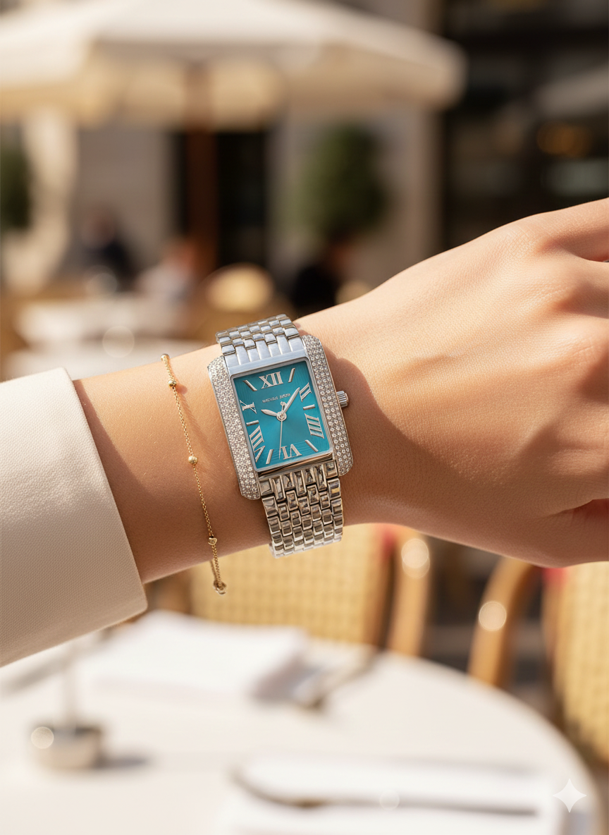 Michael Kors Emery Three MK4829 Women’s Silver Blue Dial Stainless Steel Watch
