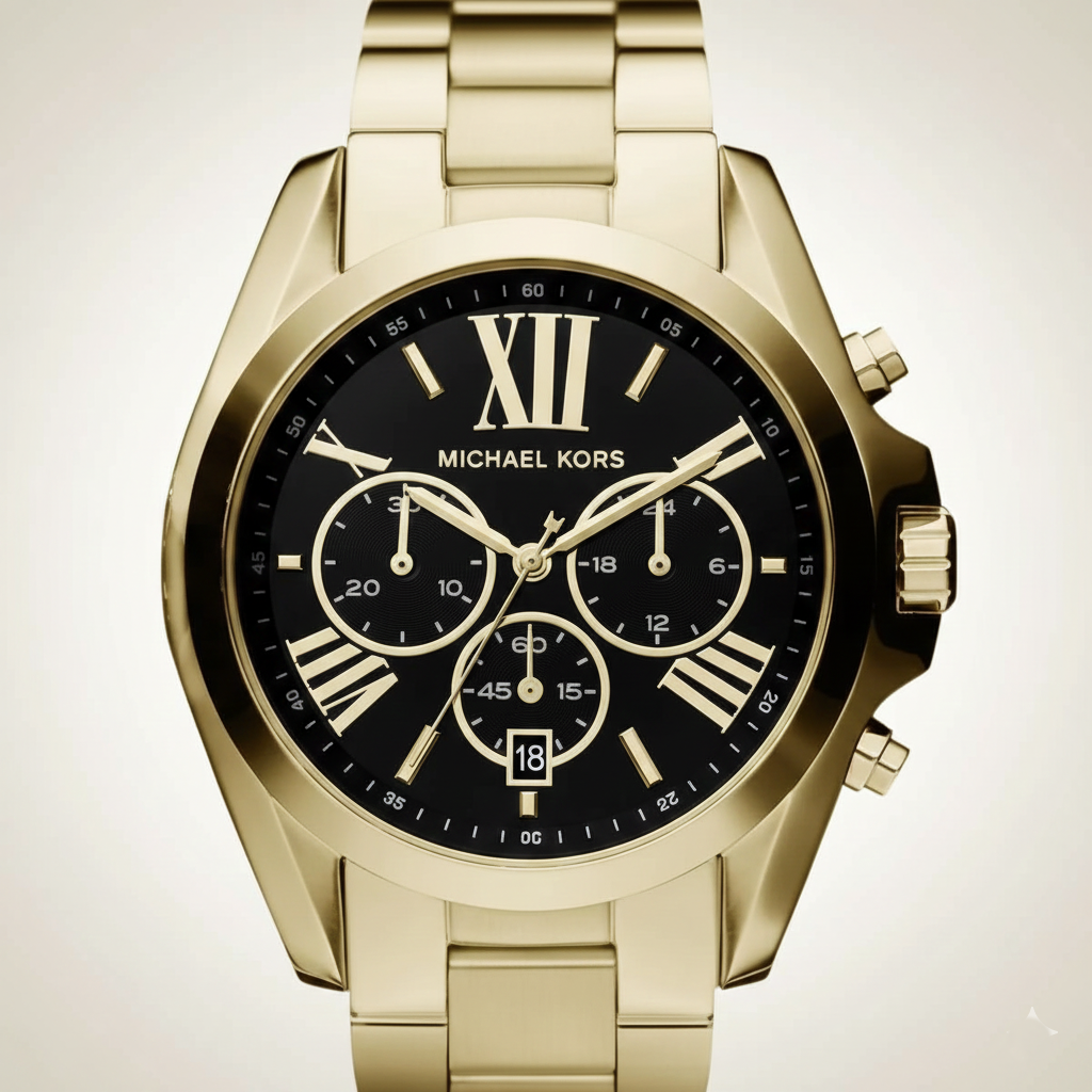 Michael Kors MK5739 Bradshaw Women’s Black Dial Gold Stainless Steel Chronograph Watch