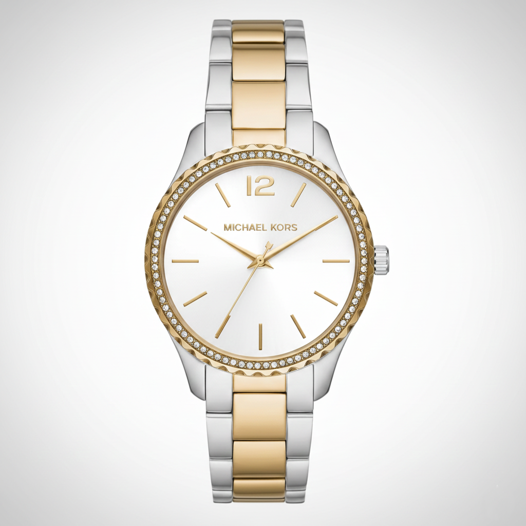 Michael Kors MK6899 Women’s Silver Dial Two-Tone Stainless Steel Crystal Bezel Watch