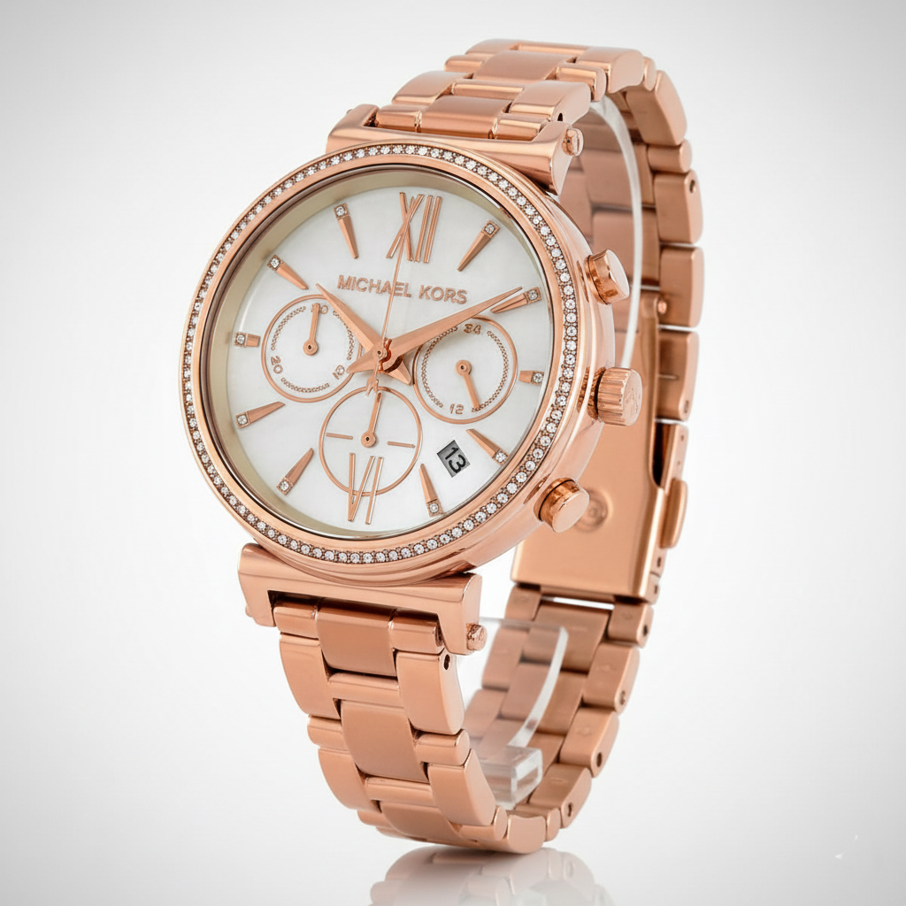 Michael Kors MK6576 Sofie Women’s Mother of Pearl Dial Rose Gold Chronograph Watch