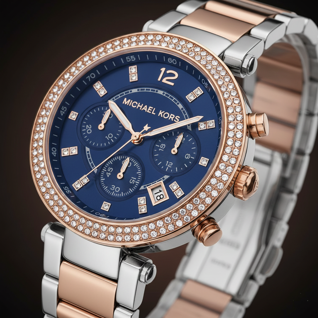 Michael Kors Parker MK6141 Women’s Rose Gold & Silver Stainless Steel Multi-Function Watch