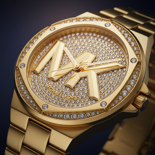 Michael Kors Lennox MK7229 Women’s Gold Crystal Dial Gold Bracelet Multi-Function Watch