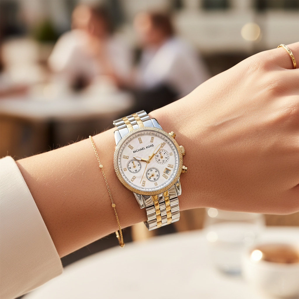Michael Kors Ritz MK5057 Women’s Silver & Gold Stainless Steel Multi-Function Watch