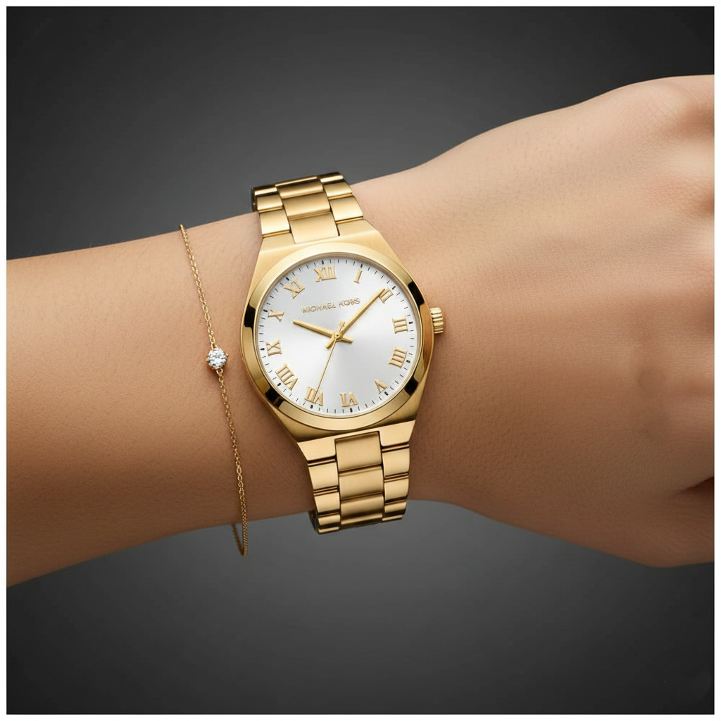 Michael Kors MK7391 Women’s White Dial Gold Stainless Steel Lennox Watch