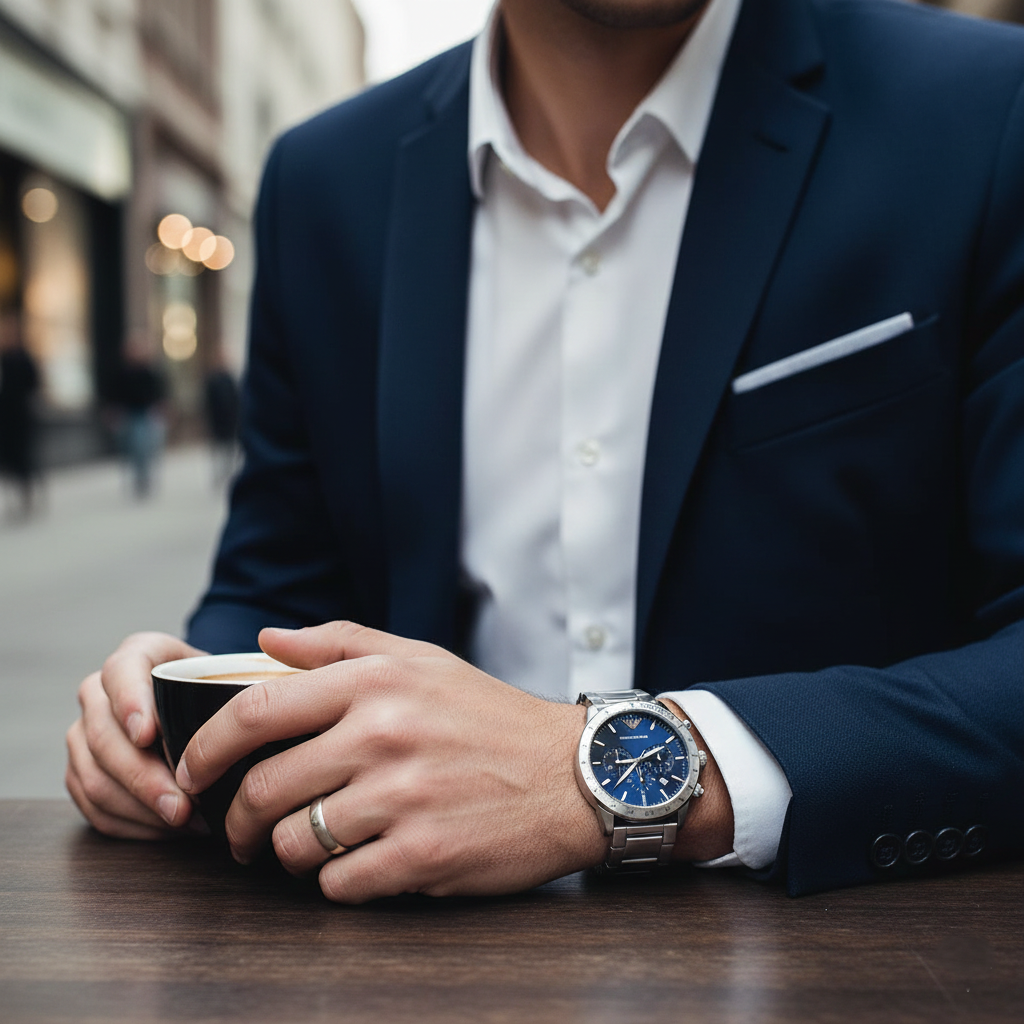 Emporio Armani AR11306 Men’s Blue Dial Silver Stainless Steel Chronograph Watch
