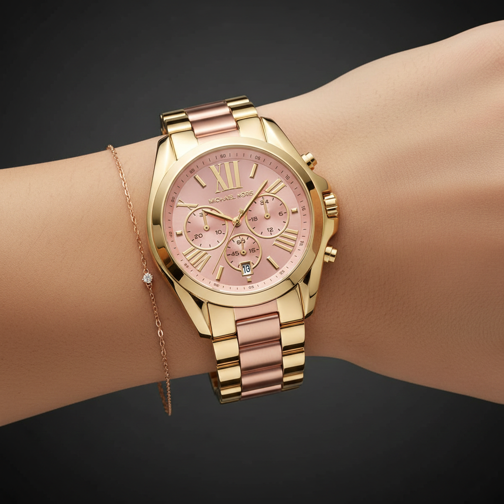 Michael Kors MK6359 Women’s Rose Gold Dial Two-Tone Stainless Steel Chronograph Watch