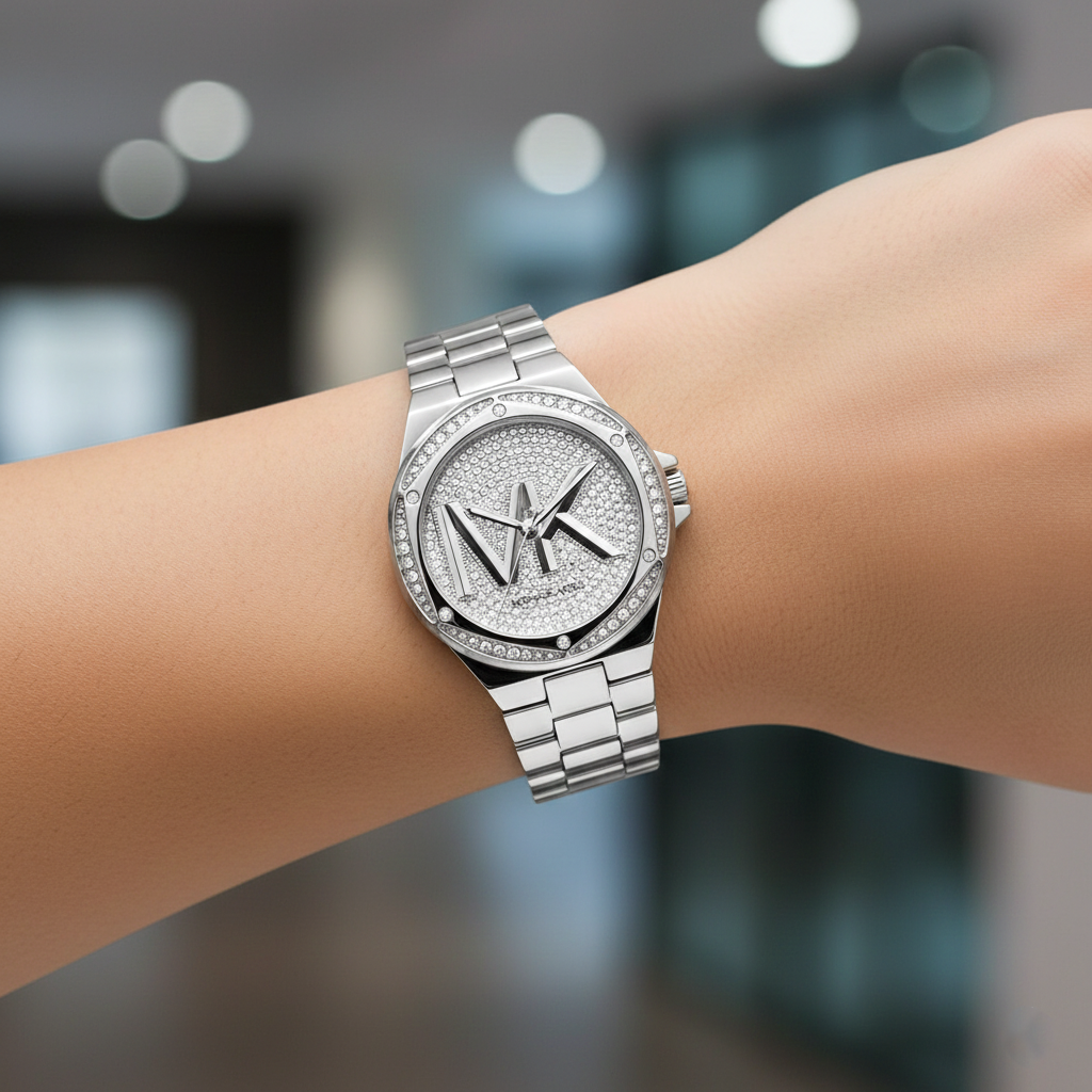 Michael Kors Lennox MK7234 Women’s Silver Crystal Dial Silver Bracelet Multi-Function Watch