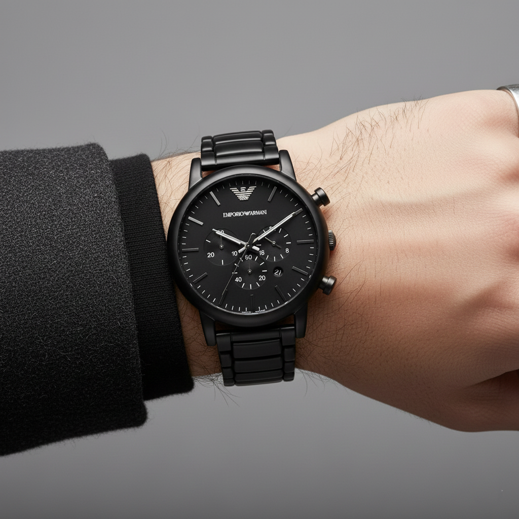Emporio Armani AR1895 Men’s Black Dial Stainless Steel Luigi Chronograph Watch