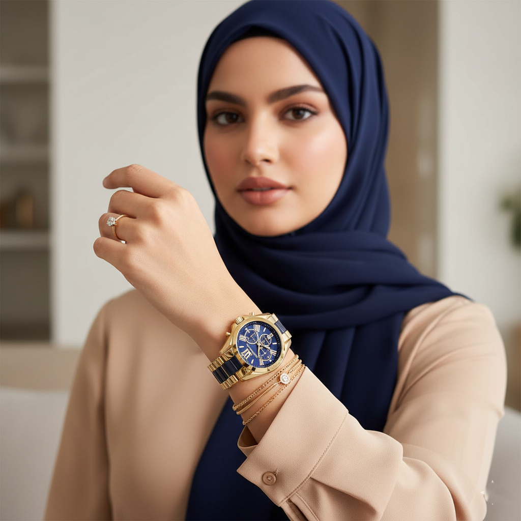 Michael Kors MK6268 Bradshaw Women’s Navy Blue Dial Gold Stainless Steel Chronograph Watch