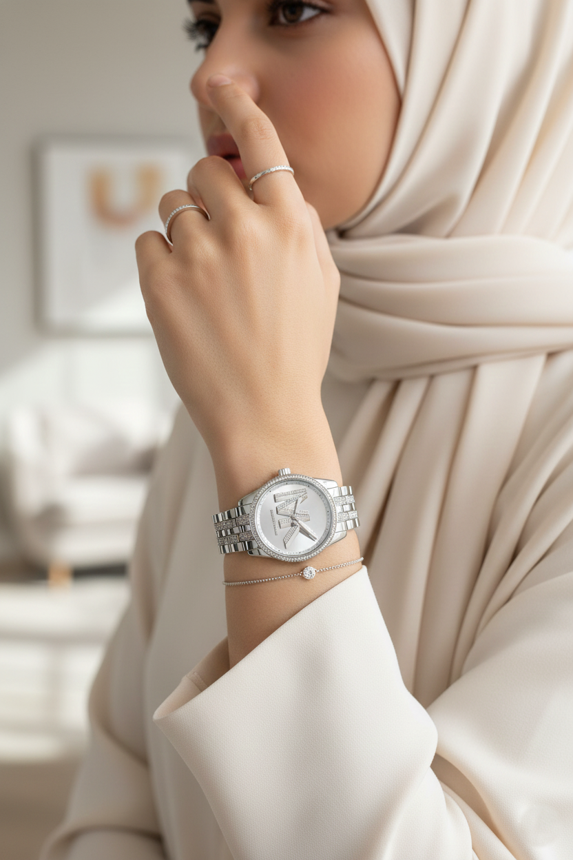 Michael Kors MK7542 Women’s Silver Dial Silver Stainless Steel Crystal Logo Watch