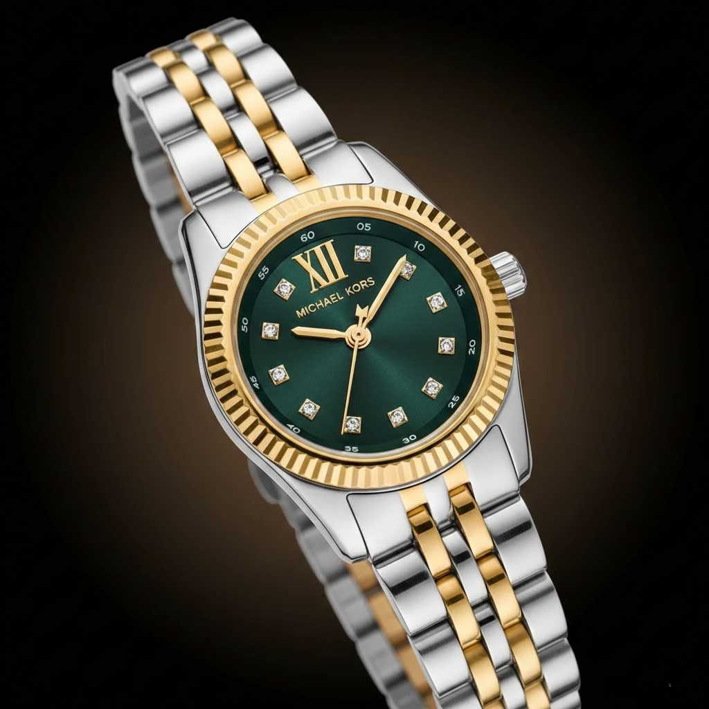 Michael Kors Lexington MK4986 Women’s Two-Tone Green Dial Multi-Function Watch