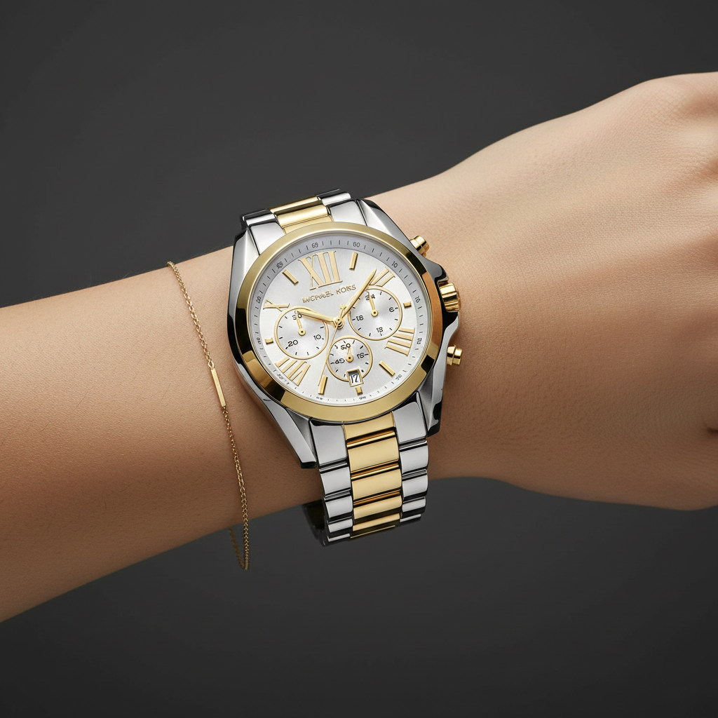 Michael Kors MK5627 Women’s White Dial Two-Tone Stainless Steel Bradshaw Watch