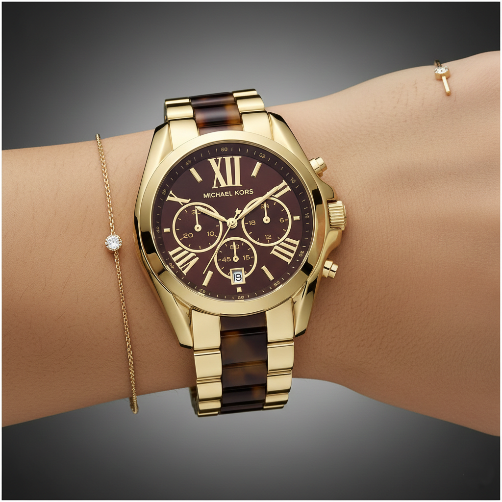Michael Kors MK5696 Women’s Brown Dial Gold Stainless Steel Bradshaw Watch