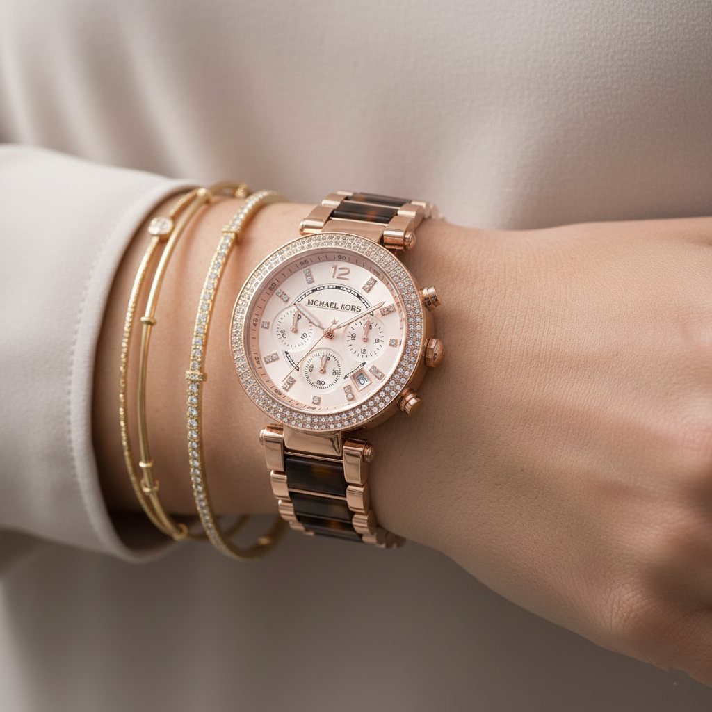 Michael Kors MK5538 Parker Women’s Rose Gold Dial Rose Gold Stainless Steel Chronograph Watch