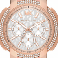Michael Kors MK7222 Women’s White Dial Pink Logo Strap Rose Gold Multi-Function Watch