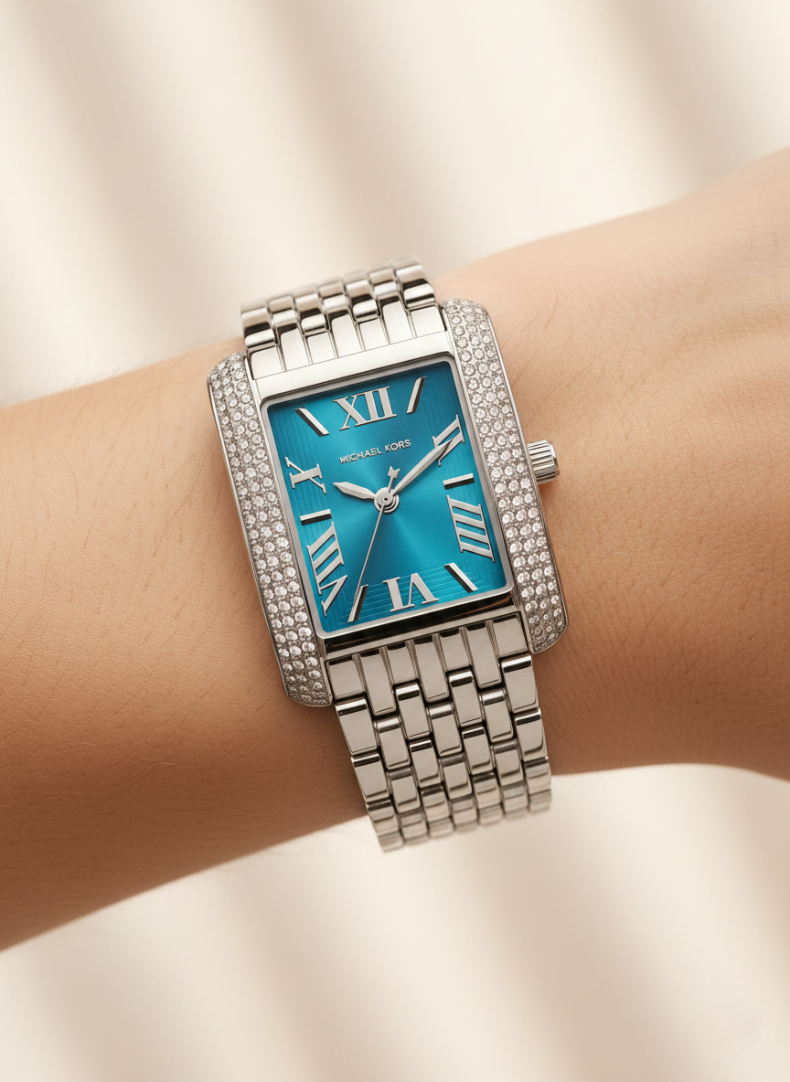 Michael Kors Emery Three MK4829 Women’s Silver Blue Dial Stainless Steel Watch