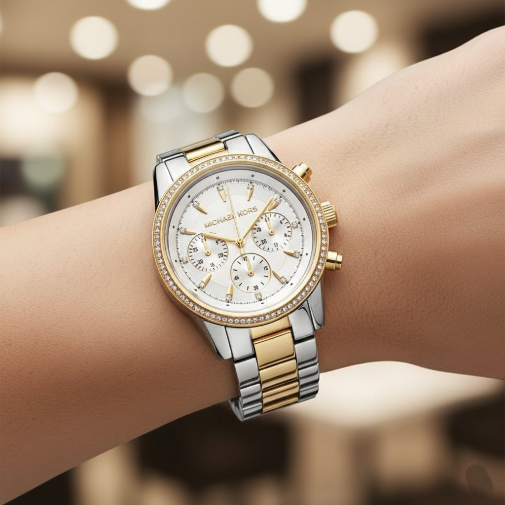 Michael Kors Ritz MK6474 Women’s White Dial Two-Tone Bracelet Multi-Function Watch