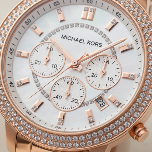 Michael Kors MK5491 Parker Women’s Mother of Pearl Dial Rose Gold Stainless Steel Chronograph Watch