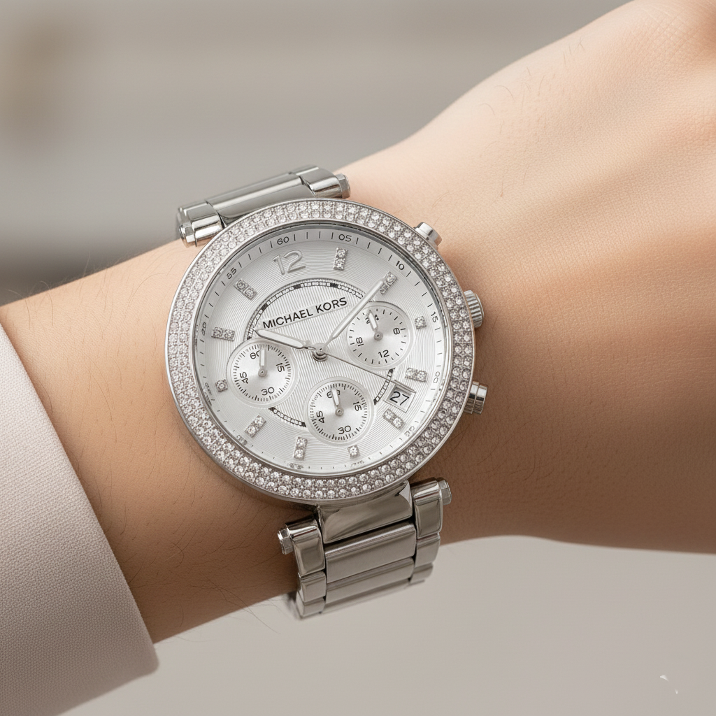 Michael Kors MK5353 Parker Women’s Silver Dial Stainless Steel Chronograph Watch
