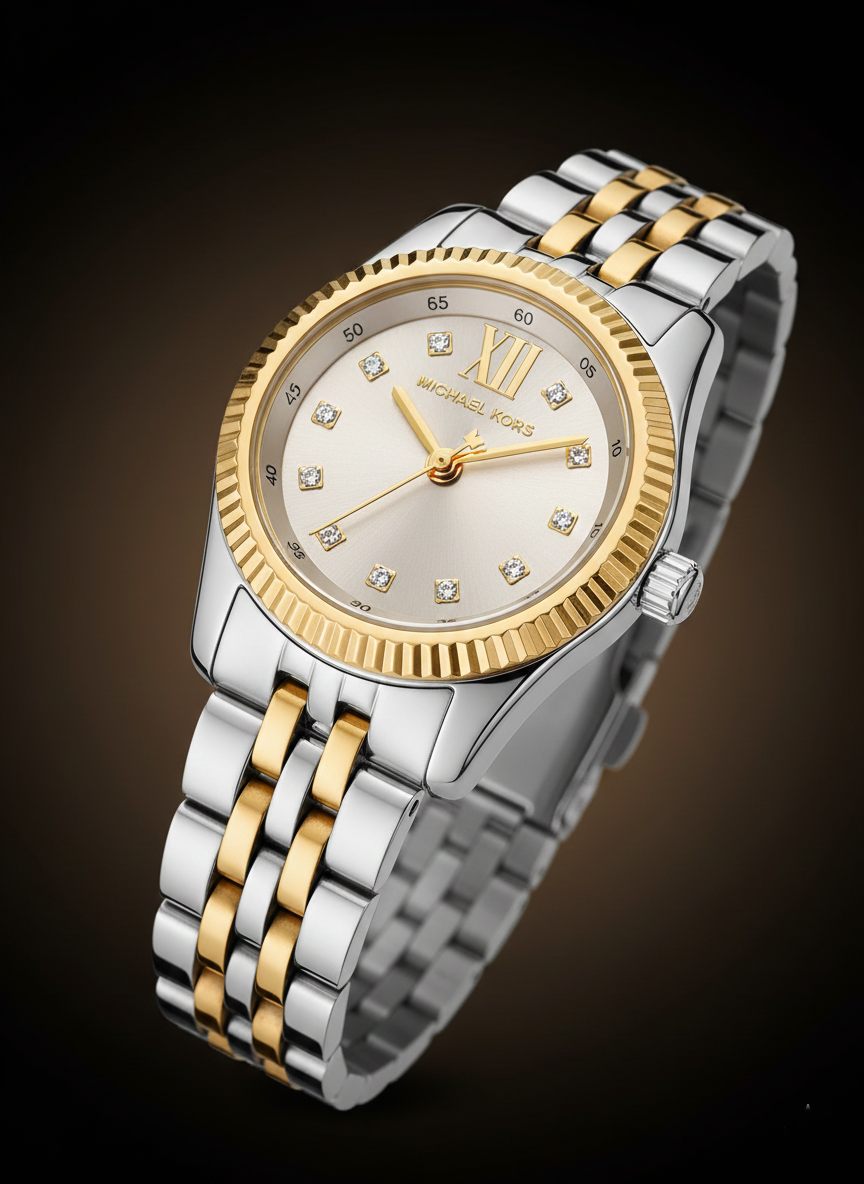 Michael Kors Lexington MK4815 Women’s Two-Tone Silver Dial Multi-Function Watch
