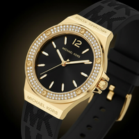 Michael Kors Lennox MK7281 Women’s Gold Case Black Silicone Strap Analog Watch