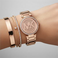 Michael Kors MK5865 Women’s Rose Gold Dial Rose Gold Stainless Steel Crystal MK Logo Watch