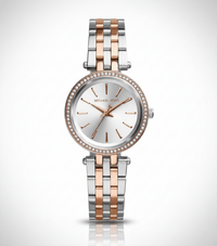 Michael Kors MK3298 Petite Darci Women’s Two-Tone Silver Rose Gold Crystal Watch