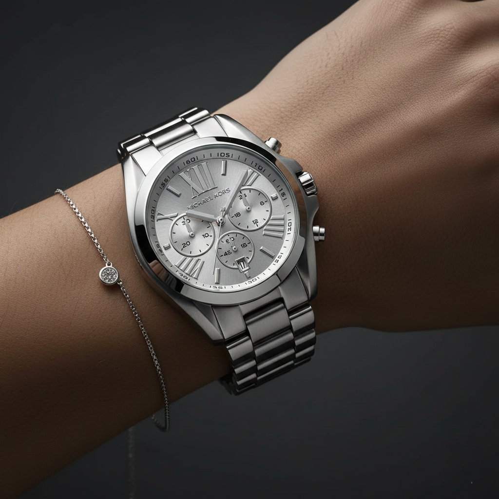 Michael Kors MK5535 Women’s Silver Dial Stainless Steel Bradshaw Watch