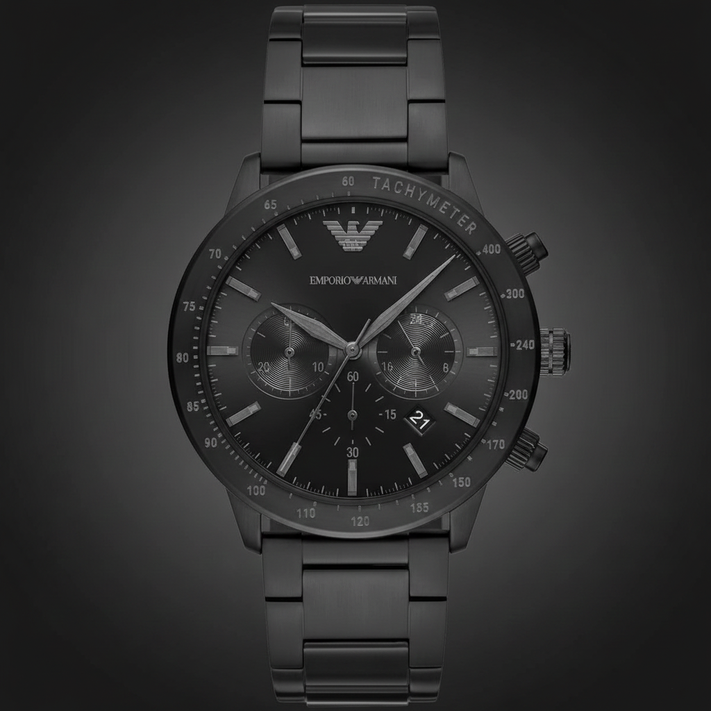 Emporio Armani AR11242 Men’s Black Dial Black Stainless Steel Chronograph Watch