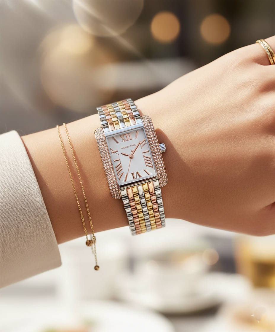 Michael Kors Emery Three-Tone MK4744 Women’s Silver, Gold & Rose Gold Stainless Steel Watch