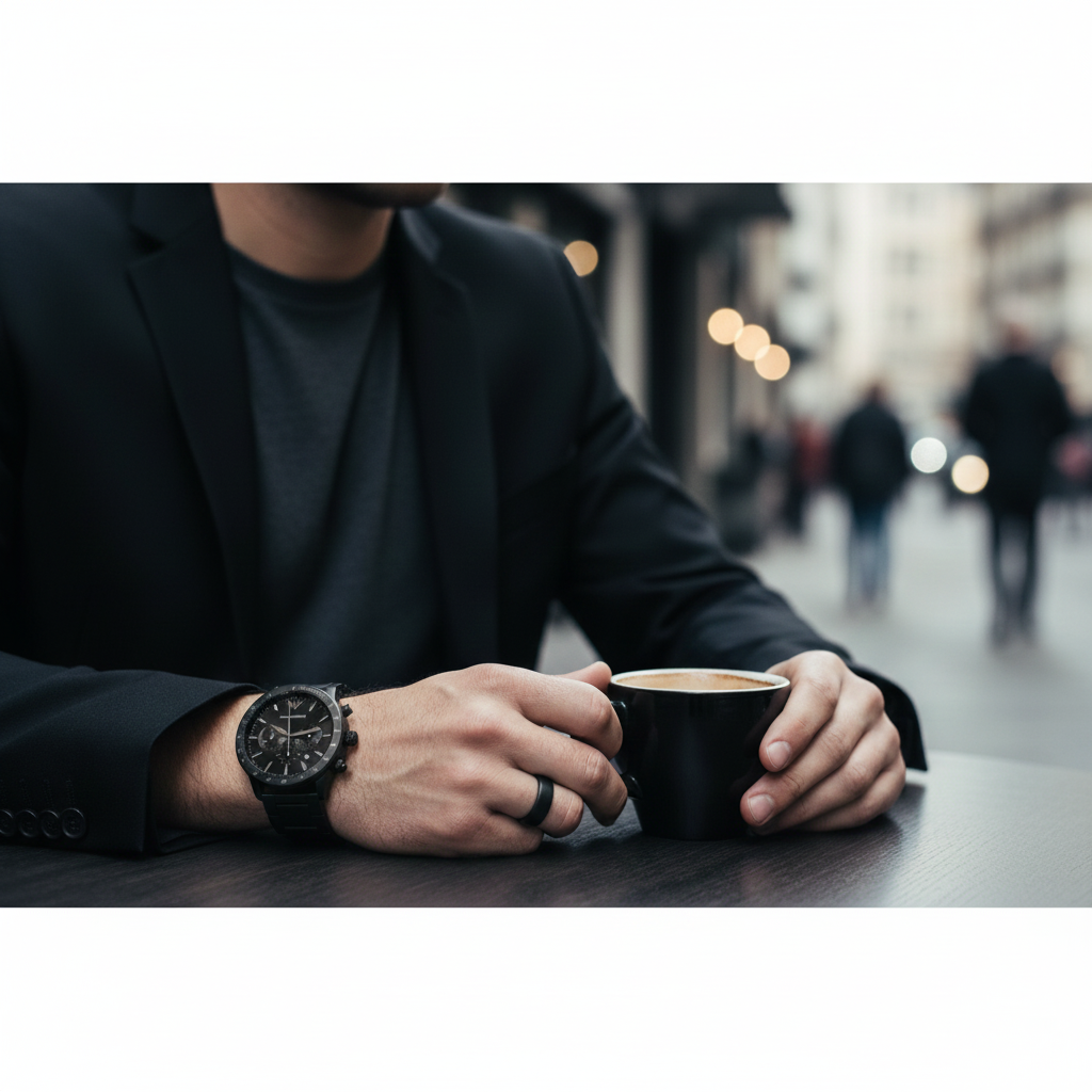 Emporio Armani AR11242 Men’s Black Dial Black Stainless Steel Chronograph Watch