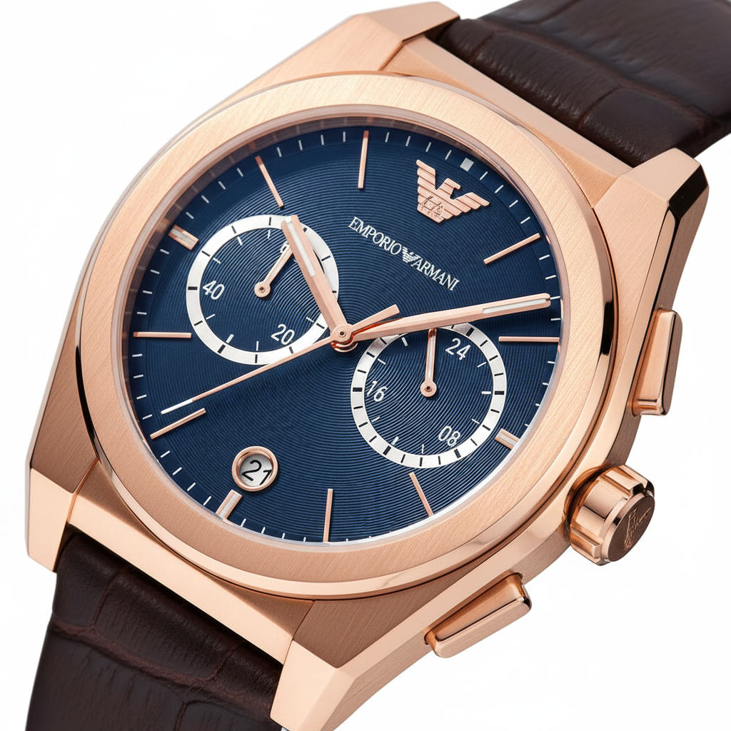 Emporio Armani AR11563 Men’s Blue Dial Brown Leather Federico Chronograph Watch