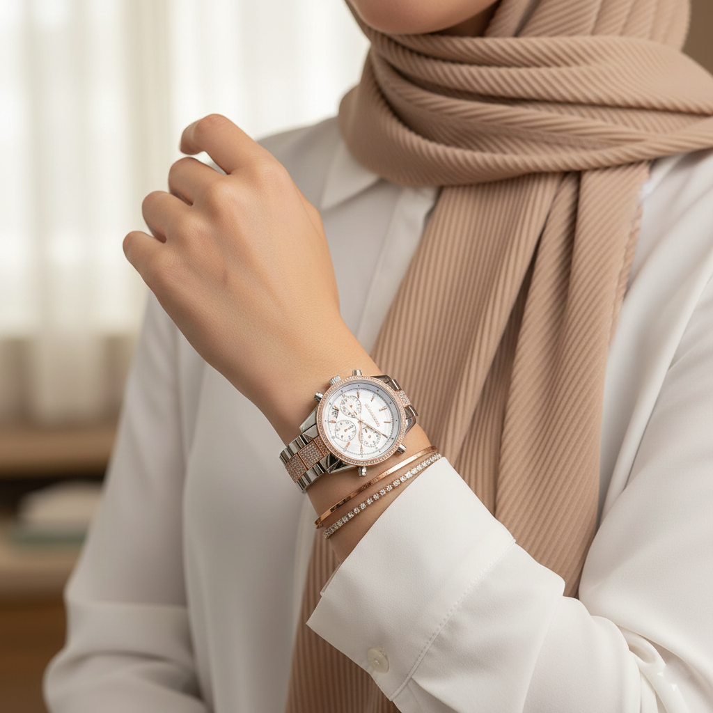 Michael Kors MK6651 Ritz Women’s Silver Dial Two-Tone Stainless Steel Chronograph Watch