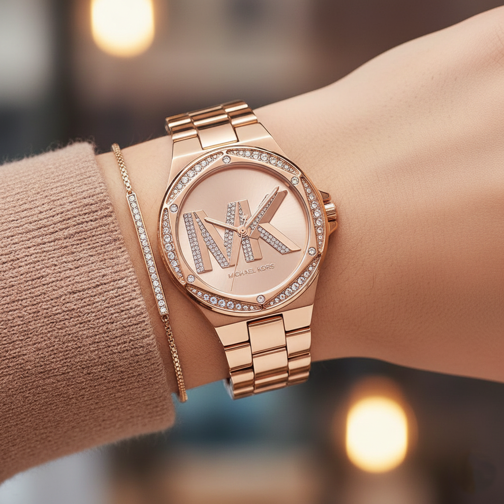 Michael Kors Lennox MK1063 Rose Gold MK Logo Watch