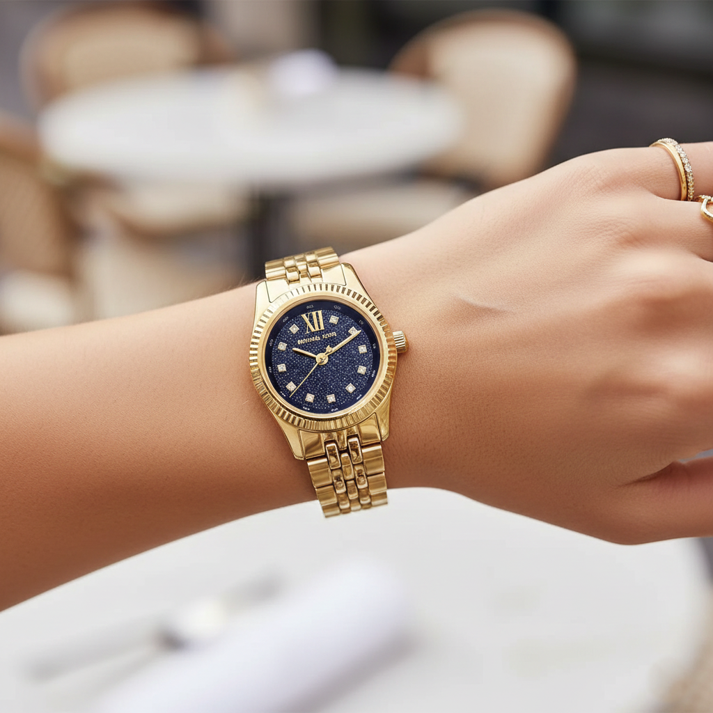 Michael Kors Lexington MK4802 Women’s Gold Blue Speckled Dial Watch