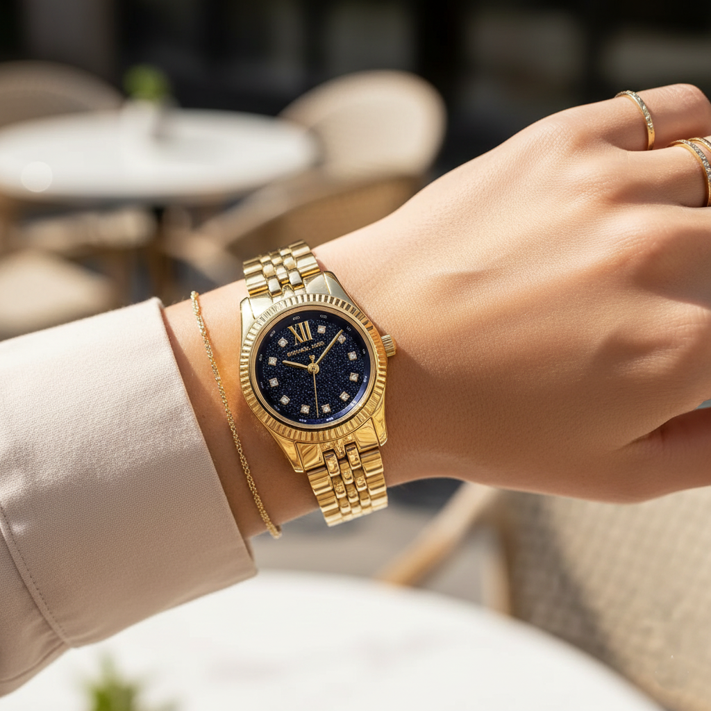 Michael Kors Lexington MK4802 Women’s Gold Blue Speckled Dial Watch
