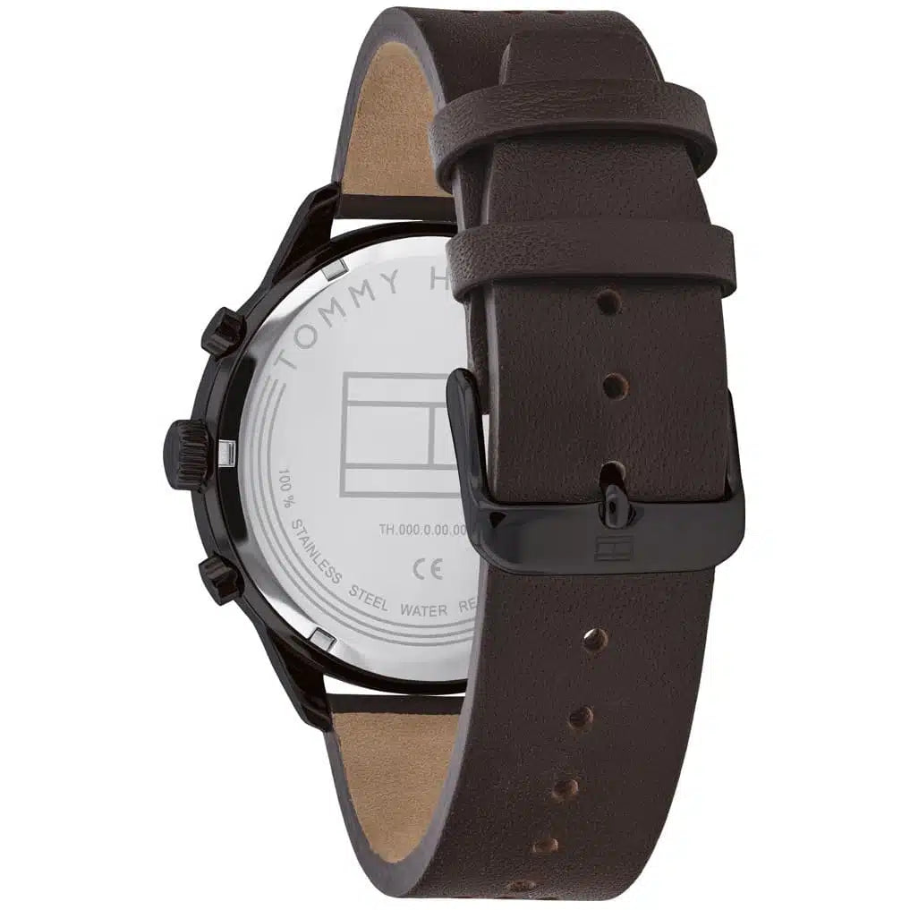 Original Tommy Hilfiger Chase Men's Watch - Black Case & Brown Leather (1791577)