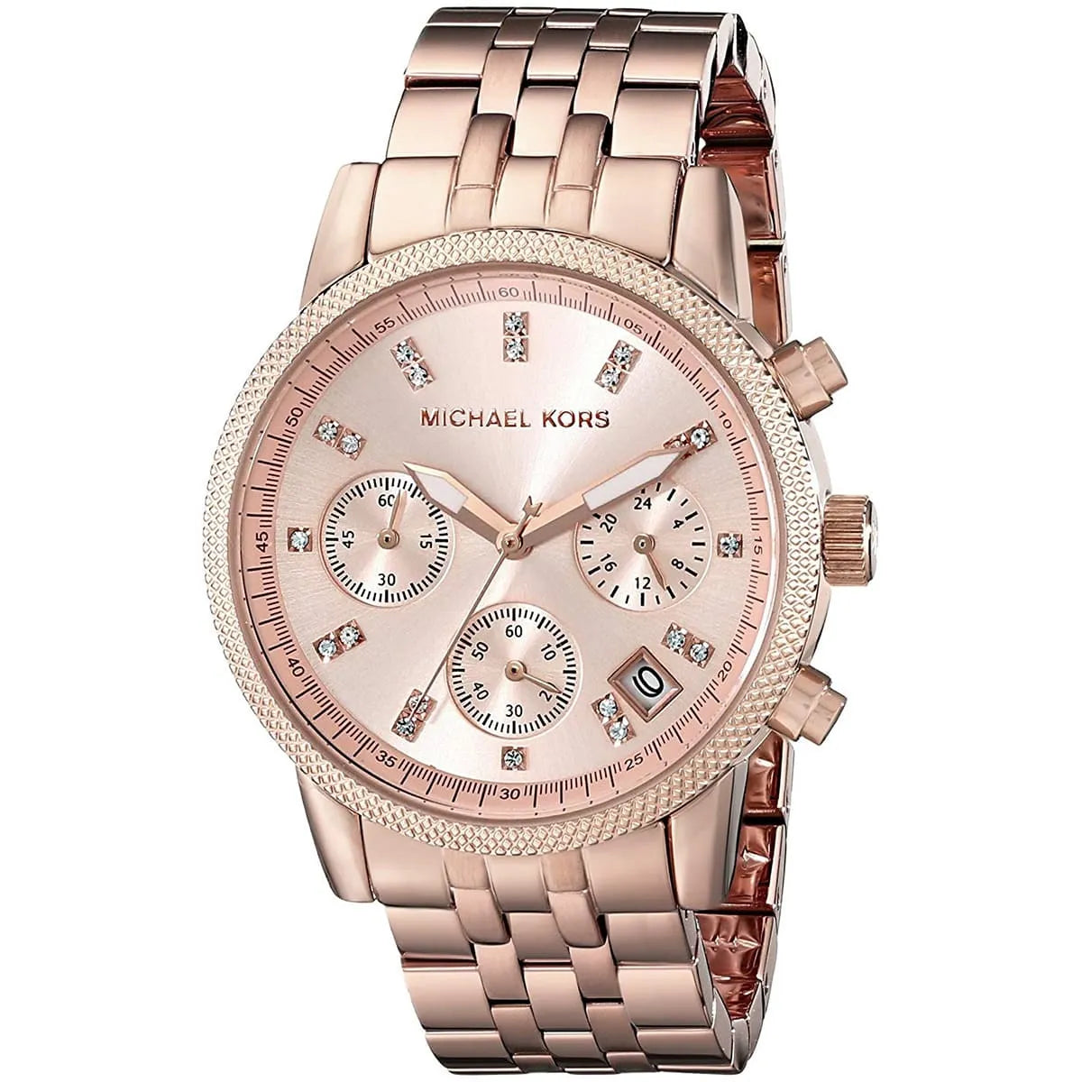 Michael Kors Ritz MK6077 Rose Gold Tone Crystal Chronograph Women's Watch