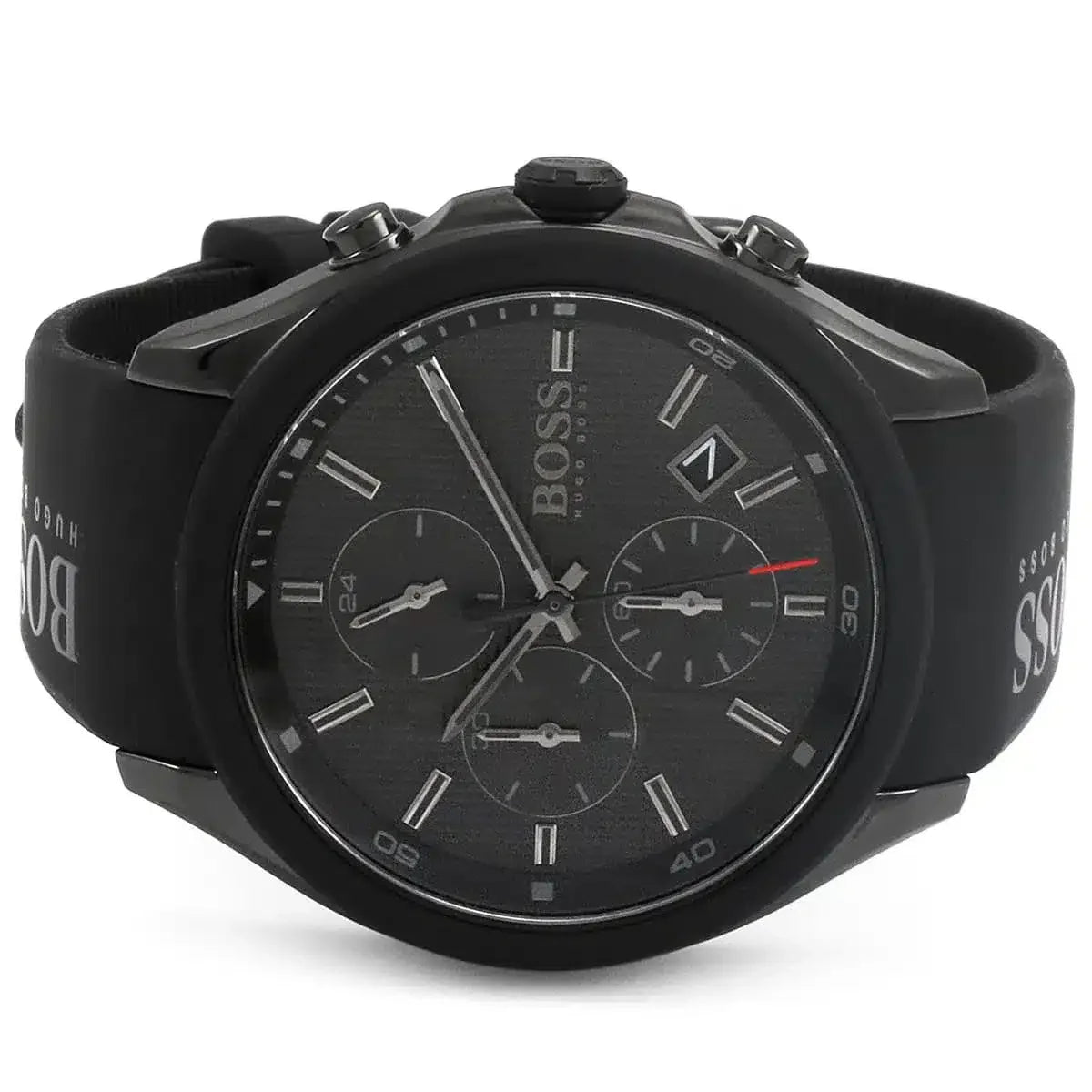 Hugo Boss Velocity 1513720 Men's All-Black Watch with Logo Rubber Strap