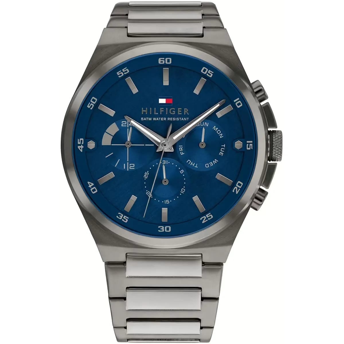 Tommy Hilfiger 1792089 Men’s Multi-Function Watch – Blue Dial & Silver Stainless-Steel Bracelet