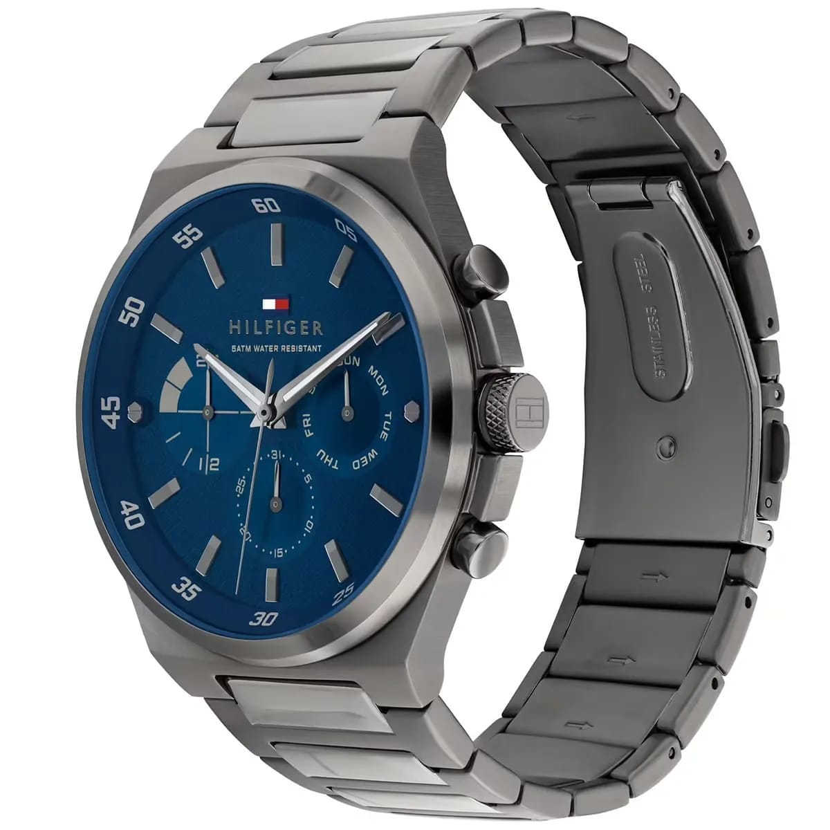 Tommy Hilfiger 1792089 Men’s Multi-Function Watch – Blue Dial & Silver Stainless-Steel Bracelet