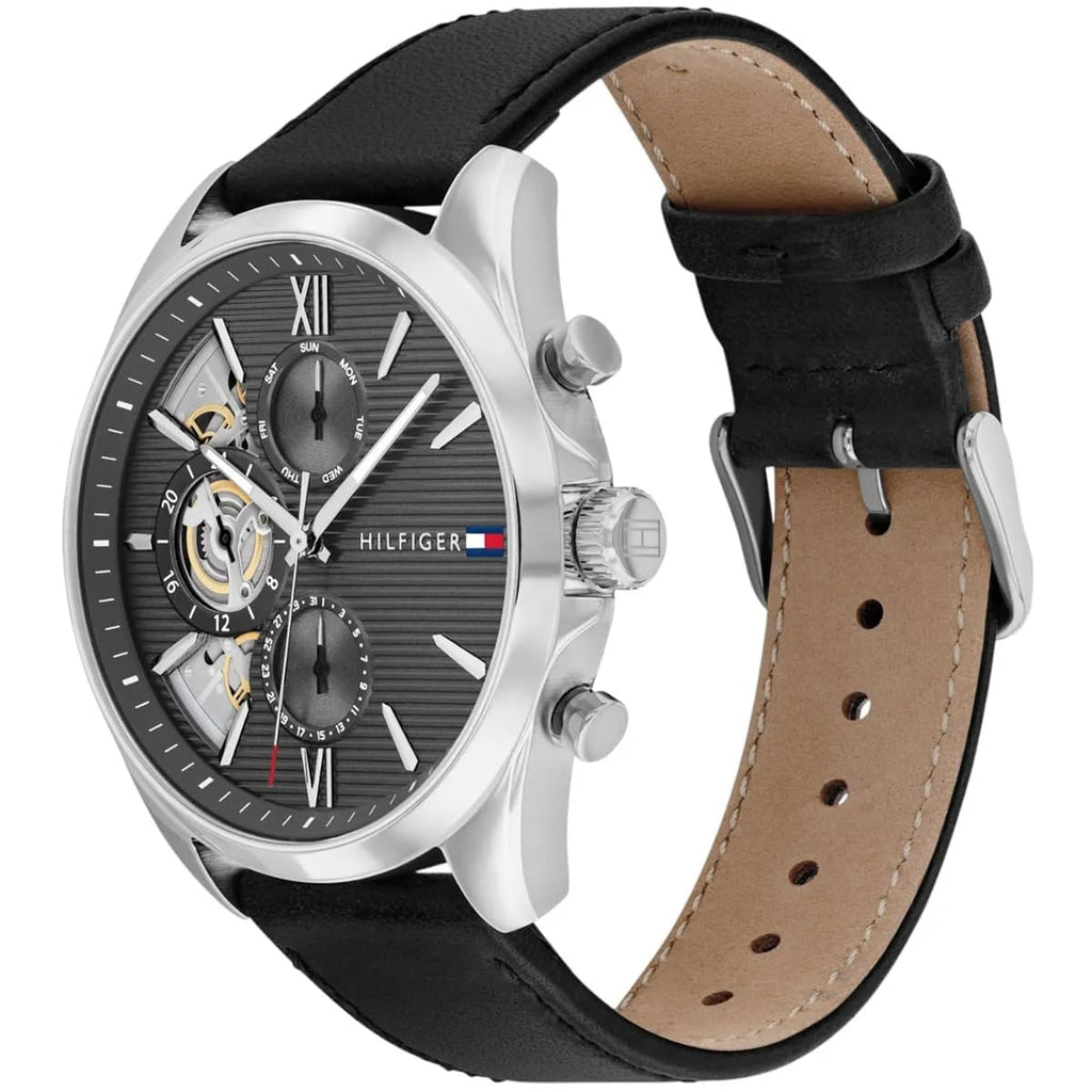 Tommy Hilfiger Men's Multi-Function Watch – Model 1710644 – Black Leather Strap