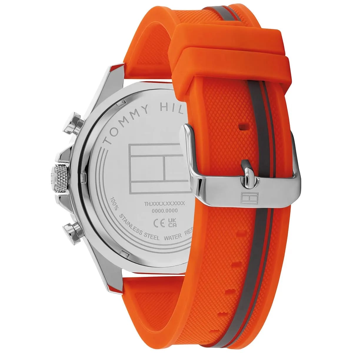 Tommy Hilfiger 1792084 Men's Sport Chronograph Watch – Black Dial with Orange Silicone Strap