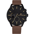 Tommy Hilfiger Chase 1791977 Men’s Black Dial Brown Leather Multi-Function Watch